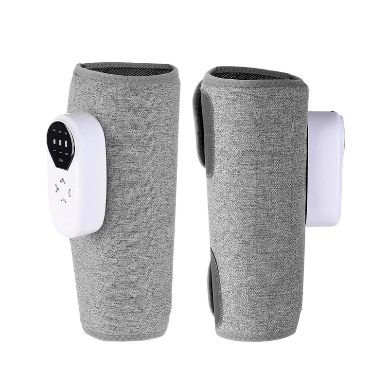 Front and back view of the AirCalm wrap pair in gray fabric with white control modules